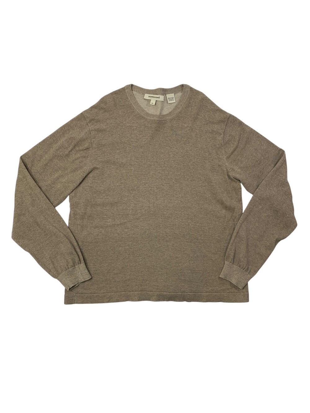 Pronto‎ Uomo Sweater Mens XL Extra Large Stone Ribbed Cuffed Long Sleeve Cotton